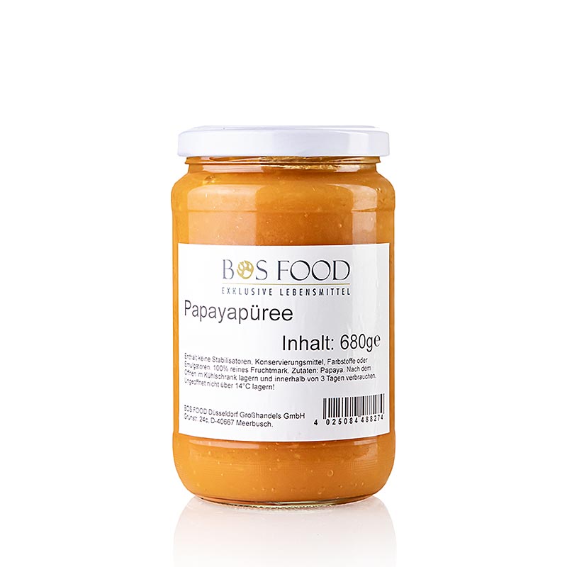 Fein passiertes Papaya-Püree, 680 g, reich an Fruchtzucker, Phosphor, Kalzium und Vitaminen Ideal als Snack oder Zutat für Smoothies, Kuchen, Soßen und Suppen Entdecken Sie unser gesundes und leckeres Püree!