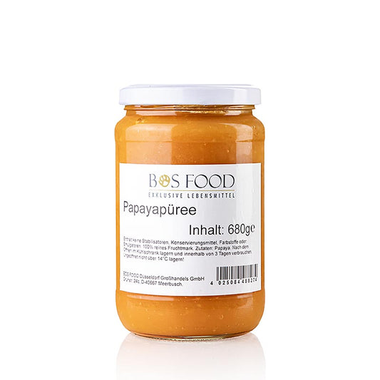 Fein passiertes Papaya-Püree, 680 g, reich an Fruchtzucker, Phosphor, Kalzium und Vitaminen Ideal als Snack oder Zutat für Smoothies, Kuchen, Soßen und Suppen Entdecken Sie unser gesundes und leckeres Püree!