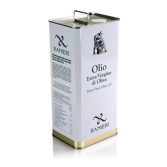 Natives Olivenöl Extra, Ranieri, 5 l - Hochwertiges, natürliches Olivenöl aus Italien für Salate, Kochen, Backen und Essig-&-Öl-Mischungen
