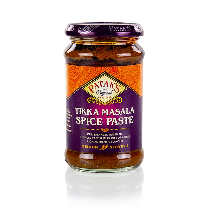 Tikka Masala Paste, Patak, 283 g - Eine köstliche Paste für das berühmte indische Gericht Tikka Masala, perfekt zum Marinieren von Hühnchen und Zubereiten der klassischen Sauce mit Zwiebeln, Tomaten und Sahne, Joghurt oder Kokosmilch Ideal zum Servieren mit Naan oder Pappadums
