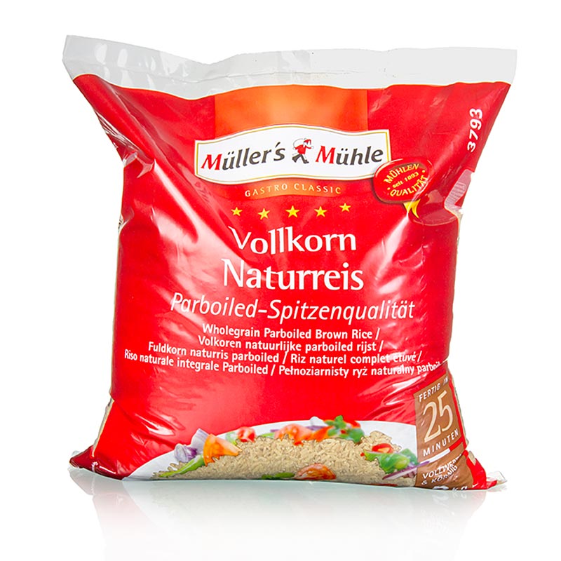 Brauner Vollkorn Naturreis, Müllers Mühle, 5 kg - Hochwertiger natürlicher Reis mit Hülsenfrüchten, Nüssen und Maronen für ein vollwertiges, leckeres Mahl