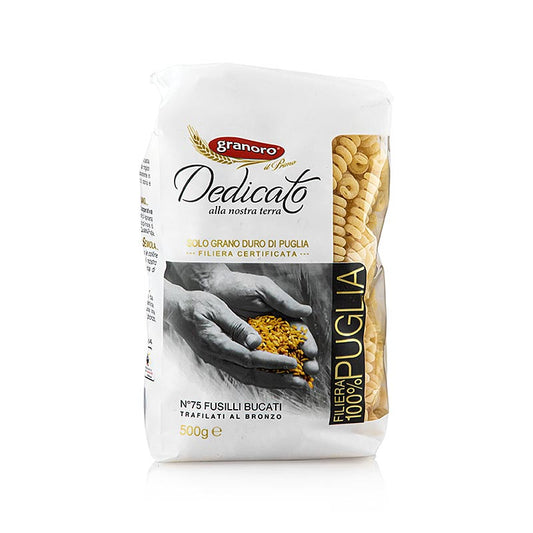 Fusilli Bucati Spiralnudel von Granoro Dedicato, 500 g, speziell für Apulien angebaute Produkte, nachhaltige Landwirtschaft und direkte Verbindung zwischen Landwirten und Verbrauchern