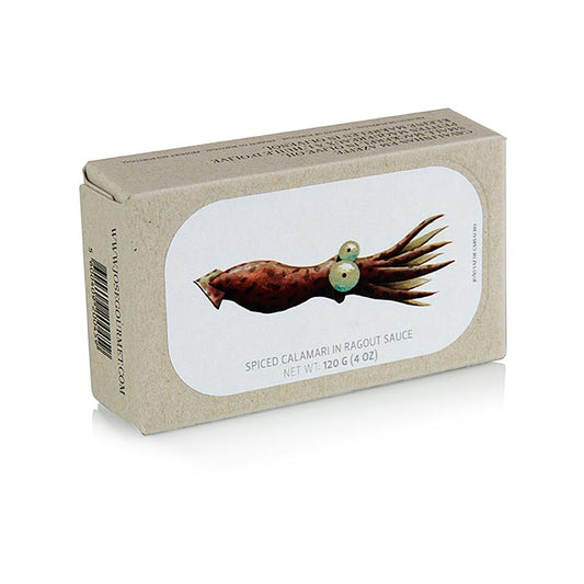 Tintenfisch (Kalmartuben) in Ragoutsauce, Jose Gourmet, 120 g - Exklusive Konserven von Jose Gourmet, genießen Sie den feinen Geschmack von Tintenfisch in Ragoutsauce