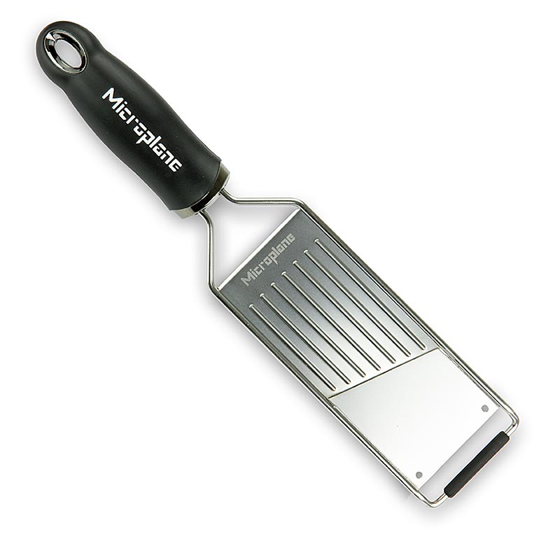 Gourmet Serie - Slicer, Mandoline/Gemüsehobel, Griff schwarz/soft-touch, 1 St: Microplane Reiben mit extrem scharfen Klingen, die die natürlichen Aromen bewahren und langlebig sind, spülmaschinengeeignet und kratzfeste Kunststoff-Füße