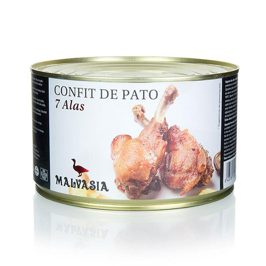Entenflügel Confit, 7 Flügel, Malvasia, 1,1 kg - Qualitativ hochwertige, schonend gestopfte Entenprodukte von männlichen Tieren
