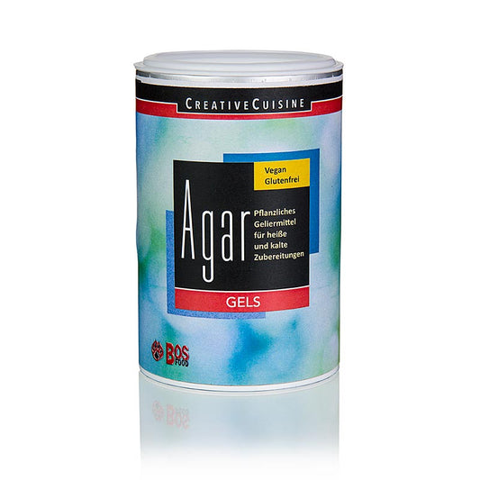 Creative Cuisine Agar, Geliermittel, 170 g - Pflanzliches Geliermittel aus Rotalgen für Marmeladen, Gelees, Desserts, vegetarischer Gelantineersatz, geeignet für kalte und heiße Gelees, hitzestabil bis 70 °C, verliert bei niedrigem pH-Wert die Gelierfähigkeit