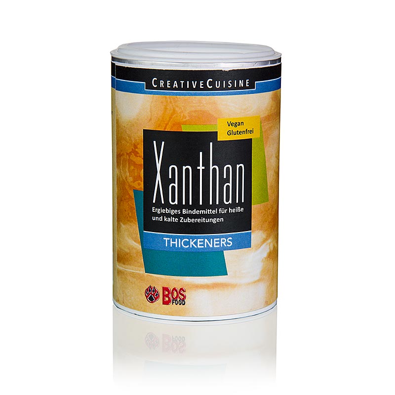 Xanthan, Verdickungsmittel aus fermentierter Maisstärke, ideal zum Andicken von kalten und heißen Flüssigkeiten, geschmacksneutral, einfach mit Stabmixer verrühren, kein Aufkochen notwendig!