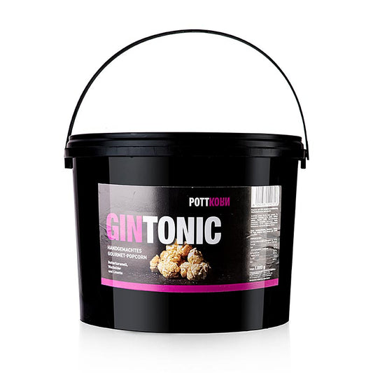 Pottkorn GinTonic Popcorn mit Butterkaramell, Wacholder & Limette, 1 kg - Handgefertigter Snack mit dem klassischen Aroma von Karamell, erfrischenden Noten von Wacholder und Limette, ideal als Geschenk oder Snack für Partys