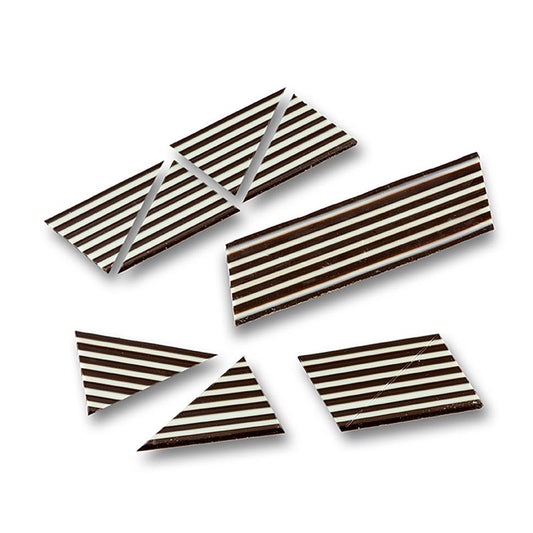 Decorazioni "Domino Triangle" a strisce di cioccolato bianco/fondente, 585 g, 314 pezzi