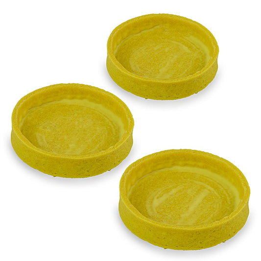 Knusprige Zitronen-Tartelettes mit gelber Fettbeschichtung, ø 80x17mm h, 1,04 kg, 45 St