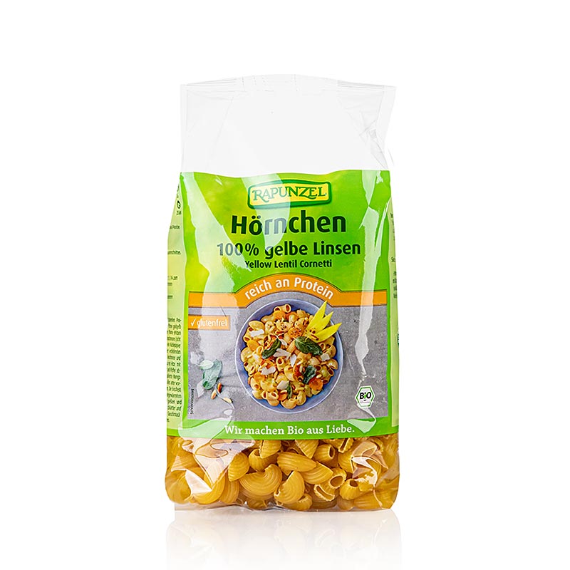 Rapunzel, tagliatelle di lenticchie - cornetti di lenticchie gialle, biologici, 300 g