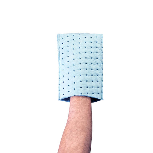 Blauer Fettfresser Turbo-Clean Handschuh zum Aufnehmen von Öl und Fett, natürliche Kapillar-Struktur, saugstark, geruchsbildend, mehrfach verwendbar, hygienisch unbedenklich, einfach und sicher über den Restmüll zu entsorgen