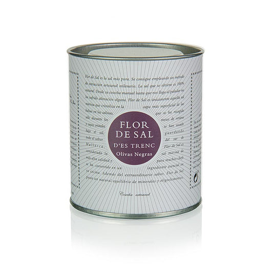 Flor de Sal d´es Trenc - schwarze Oliven, aus Mallorca, BIO, 150 g: Handgeerntetes Natursalz mit zerkleinerten schwarzen Oliven, um die mediterrane Küche zu verfeinern