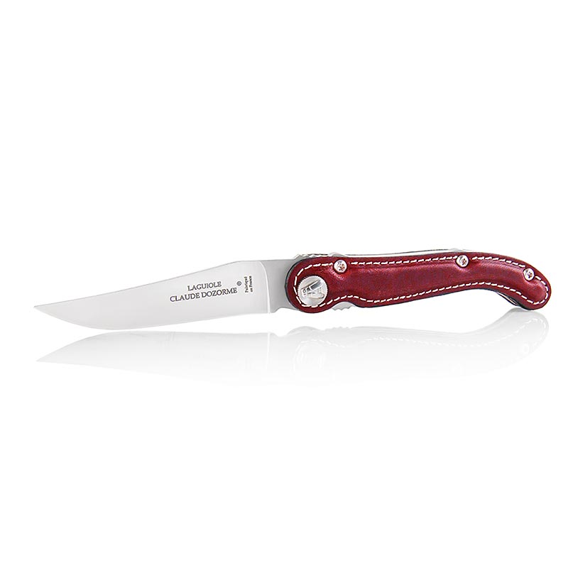 Taschenmesser mit rotem Ledergriff, handgefertigt in Frankreich, scharfe Klinge aus rostfreiem Stahl Unverzichtbares Accessoire für Kochen, Picknicken oder Campen Hochwertiges Laguiole-Taschenmesser mit hervorragender Schneidleistung und zeitlosem Design Entdecken Sie Qualität und Handwerkskunst von Laguiole