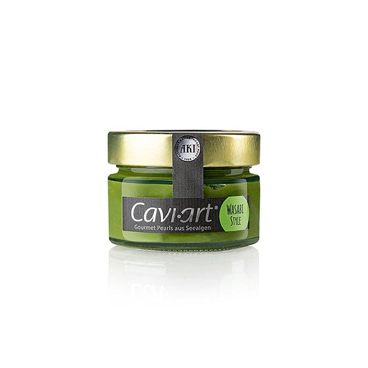 Algen-Kaviar Cavi-Art® mit Wasabi-Geschmack, eine vegane Delikatesse für die warme und kalte Küche, hohe Aufwärmbarkeit, keine Abfärbung wie bei Fischkaviar, dichte Konsistenz, klare Farbe, frischer und knackiger Geschmack