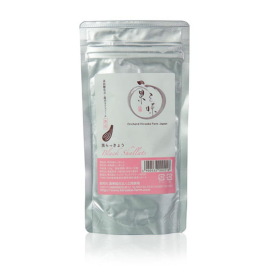 Fermentierte Schwarze Schalotten, ganz, 100 g - Aromatische Schalotten mit balsamischen, fruchtigen und lakritzartigen Noten Ideal für Kalb, Geflügel, Lachs, Foie Gras, Salate und Reis Fermentiert ähnlich wie schwarzer Knoblauch Verliert starken Geruch, wird schwarz, zart und süß