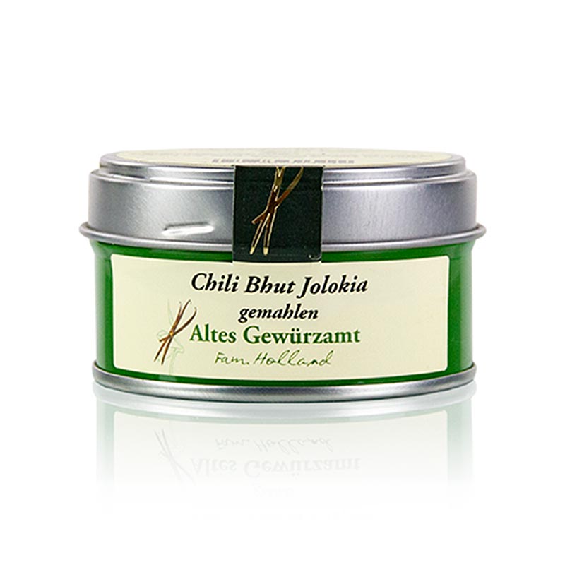 Gemahlene Chili Bhut Jolokia von Altes Gewürzamt, 35 g Extrem scharf, VORSICHT! Nicht auf Schleimhäute oder Finger bringen Nur für Schärfe-Junkies zur Verwendung, Currywurst aufzupimpen