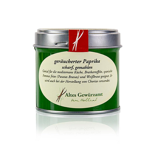 Paprika geräuchert, scharf (Pimenton de la Vera), Altes Gewürzamt, 70 g - Traditionell hergestellte geräucherte Paprika aus Extremadura, perfekt für mediterrane Gerichte und Chorizo