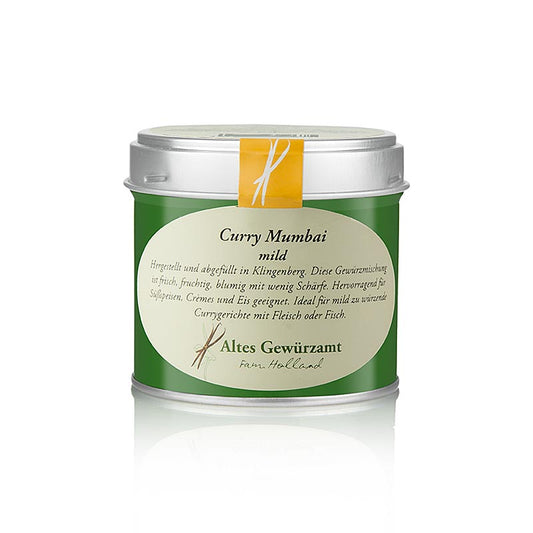 Curry-Pulver Mumbai, mild, Altes Gewürzamt, 70 g - frisches, fruchtiges und blumiges Curry, ideal für Süßspeisen, Cremes und Eis, sowie für klassische Fleischgerichte mit weniger Schärfe