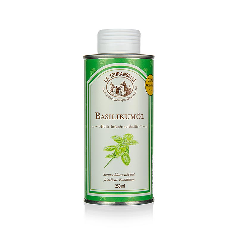 Basilikumöl, infused, La Tourangelle, 250 ml - Ein intensiviertes Aroma durch die Kräuterinfusion, vielseitiges und unverzichtbares Geschmacksträger