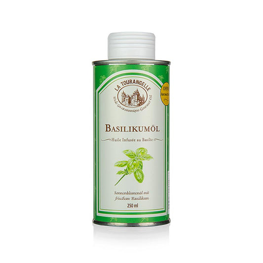 Basilikumöl, infused, La Tourangelle, 250 ml - Ein intensiviertes Aroma durch die Kräuterinfusion, vielseitiges und unverzichtbares Geschmacksträger