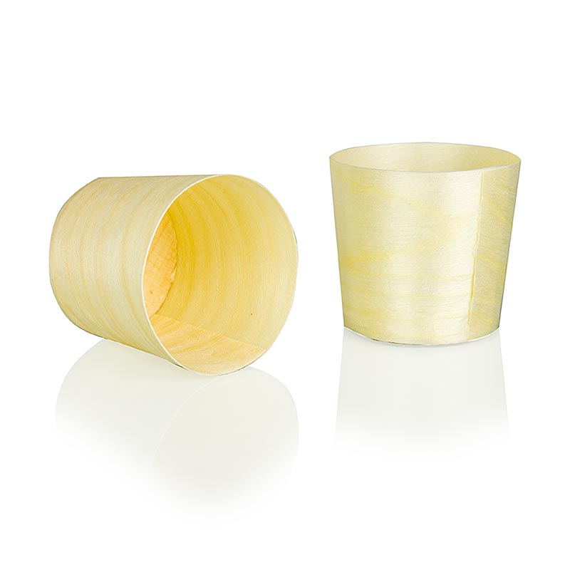 Einweg Holz-Timbale (Becher) aus Holz, 4,5 cm Durchmesser, 4,5 cm hoch (nicht für Flüssigkeiten geeignet), Packung mit 50 Stück