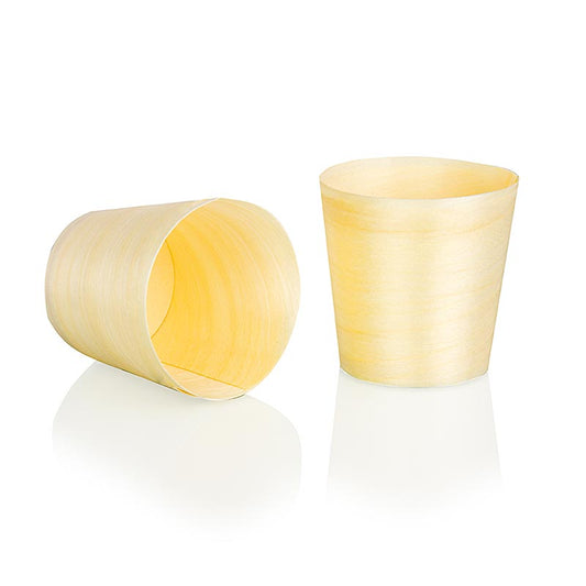 Einweg Holz-Timbale (Becher) mit 5,5 cm Durchmesser, 6 cm hoch, ideal für Grillparty, kann keine Flüssigkeit halten, aber ein echtes Highlight für jede Mahlzeit!