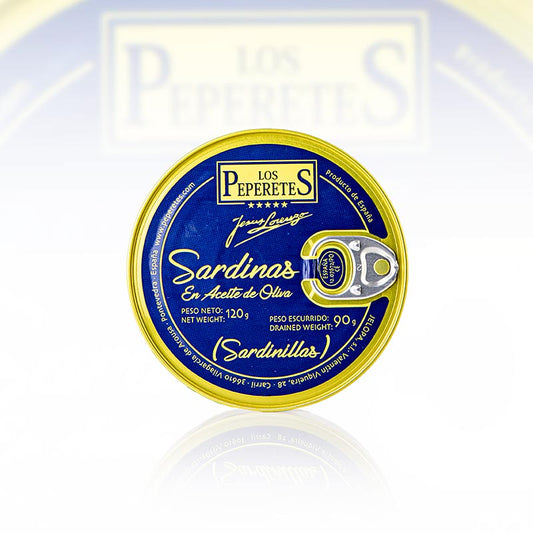 Sardinilles, sans tête, à Huile d'olive, Los Peperetes – il n'y en a pas de meilleures !, 120 g