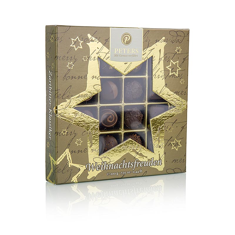 Weihnachts Pralinen - "Weihnachtsfreuden", Zartbitter, mit Alkohol, Peters, 200 g