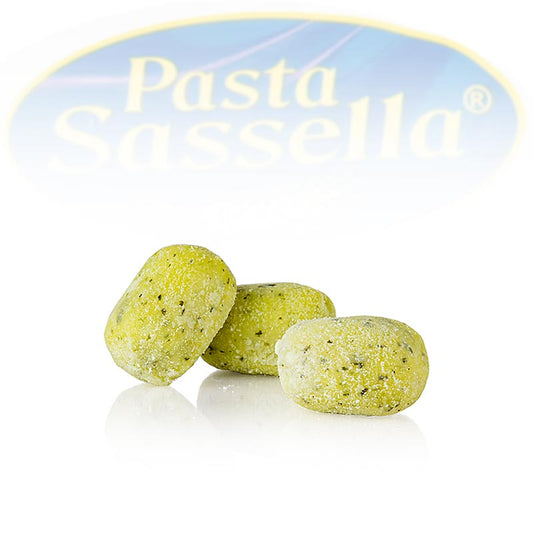 Handgemachte Gnocchi alla Rucola mit Ricotta-Rucolafüllung aus Sassella, perfekt für eine köstliche Mahlzeit