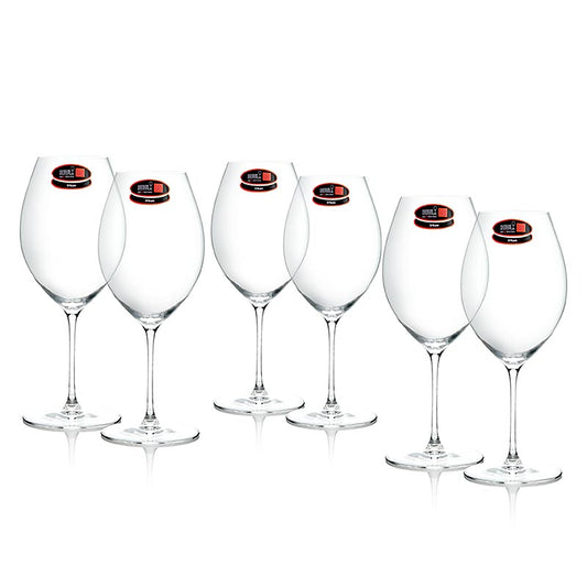 Riedel Veritas Glas - Alte Welt Syrah/Blaufränkisch (0449/41), im Geschenkkarton, 6 St, maschinell gefertigtes Syrah Glas der ultraleichten Glasserie Riedel Veritas, fein und wohlproportioniert, geeignet für alltäglichen Gebrauch, bringt die charakteristischen Aromen von geröstetem Brot und schwarzen Oliven zum Ausdruck, spülmaschinenfest, Höhe: 235 mm, Füllmenge: 600 ccm