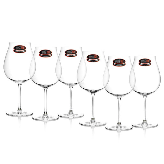Riedel Veritas Glas - Neue Welt Pinot Noir/Nebbiolo (0449/67), im Geschenkkarton, 6 St - feinproportioniertes, maschinell gefertigtes Glas für Pinot Noir, Nebbiolo und Rosé Champagner, das sich ideal für den alltäglichen Gebrauch eignet, mit einem Kelch, der das Bouquet vollständig entfalten lässt und fruchtige Noten maximiert, basierend auf der DNA von Rebsorten und speziell für Neue Welt Weine entwickelt, spülmaschinenfest, Höhe: 235 mm, Füllmenge: 800 ccm