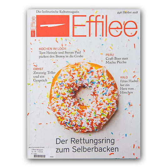 Cover des Effilee Magazins für Essen und Leben, Ausgabe 46, präsentiert köstliche Rezepte, faszinierende Artikel und Interviews mit Spitzenköchen Entdecken Sie die Leidenschaft für gutes Essen und Trinken!