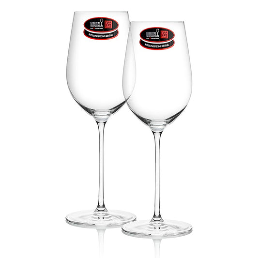 Riedel Veritas Glas - Riesling/Zinfandel (6449/28) im Geschenkkarton, 2 St - Ein maschinell gefertigtes Glas aus der ultraleichten Glasserie Riedel Veritas, das fein und wohlproportioniert ist und sich ideal für den alltäglichen Gebrauch zu Hause eignet Geeignet für fruchtige Rotweine oder blumige Weißweine, mit einer Höhe von 235 mm und einer Füllmenge von 395 ccm Spülmaschinenfest