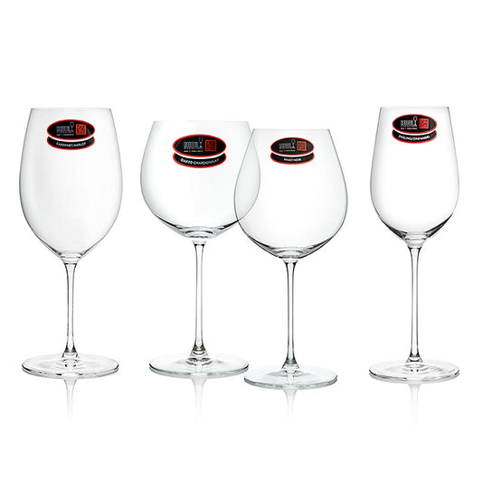 Riedel Veritas Glas - Verkostungs Set 2x Weiß & Rot (5449/47), im Geschenkkarton, 4 St - Riedel Veritas Verkostungsset mit 4 ultraleichten Weingläsern: Cabernet/Merlot, Old World Pinot Noir, Riesling/Zinfandel und Oaked Chardonnay, maschinell gefertigt, spülmaschinenfest, für anspruchsvolle Rotweinliebhaber