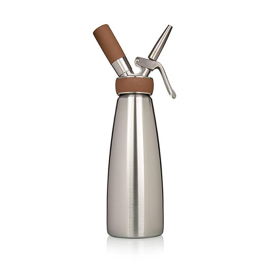 Sprühsystem für Nitro Cold Brew Coffee, komplett aus Edelstahl, 1 Liter, mit rutschfestem Silikon-Griffschutz und fixiertem Edelstahlventil Verwendung mit NITRO CHARGERS Kapseln ART: 51023
