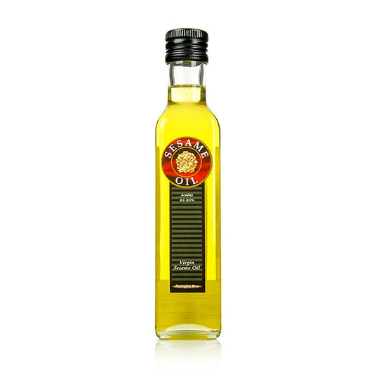250-ml-Flasche Sesamöl, nativ, kaltgepresst von Gebr Haitoglou für Braten, Marinieren und Verfeinern
