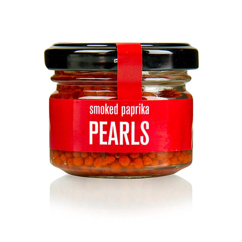 Würzkaviar Perlen mit geräuchertem Paprika, La Chinata, 50 g - Intensiv rote Perlen mit dem unverwechselbaren Geschmack von geräuchertem Paprika von La Chinata für garantierten Erfolg in Ihren Rezepten und Kochphantasien