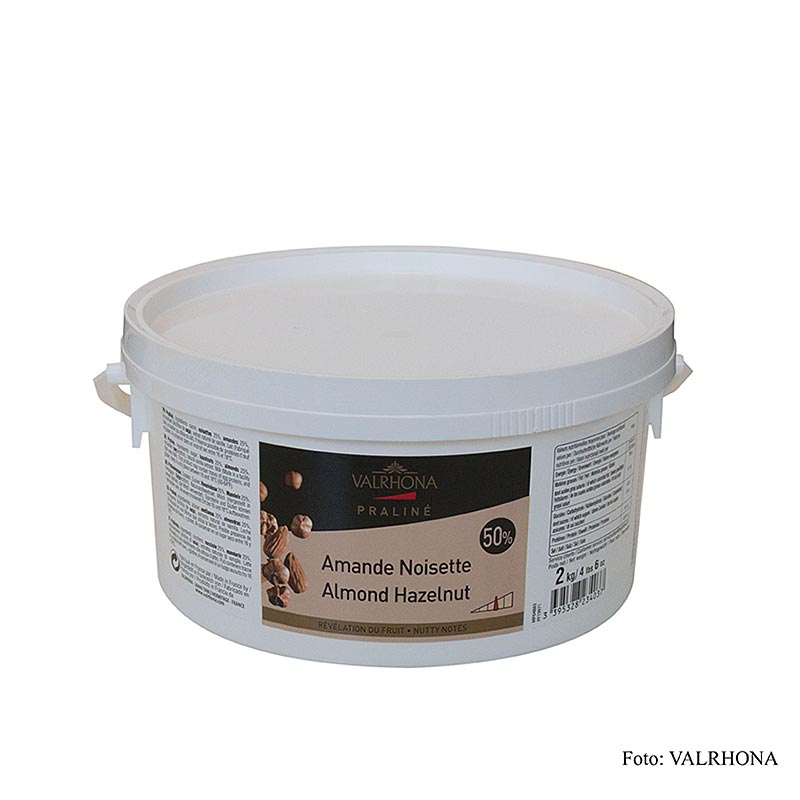 Praliné Masse fein, 25% Haselnuss, 25% Mandel, intensive Nussnoten, 2 kg - Ideal für Pralinen, Bonbons, Gebäck und Eisherstellung