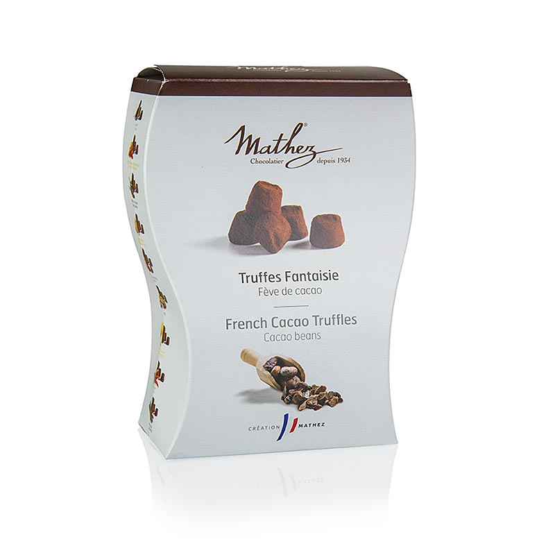 Trüffelkonfekt - Pralinen, Mathez, mit Kakaobohnensplittern, 250 g: Zartschmelzendes französisches Trüffelkonfekt in feiner Kakaohülle, perfekt leicht gekühlt zu genießen