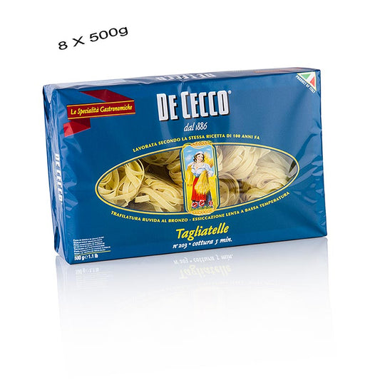 Hochwertige italienische De Cecco Tagliatelle Nr 203, 4 kg, 8 x 500g Packungen
