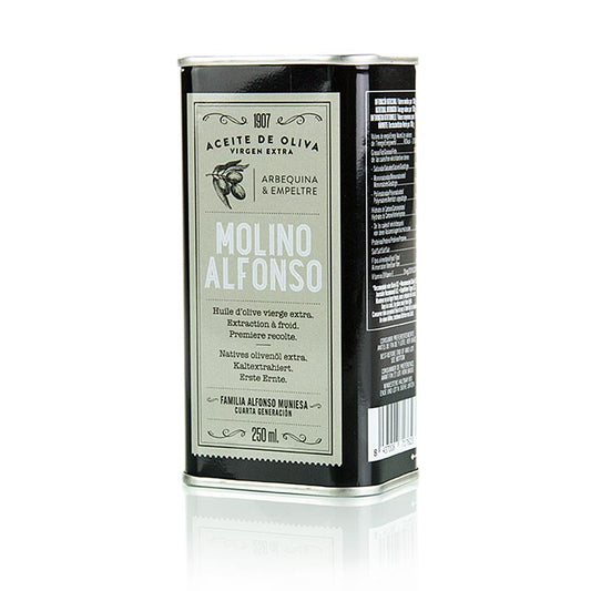 Natives Olivenöl Extra, Molino Alfonso, Arbequina &amp; Empreltre, Spanien, 250 ml - Hochwertiges extra natives Olivenöl aus Spanien, perfekte Kombination aus Essig und Öl für unvergleichlichen Geschmack