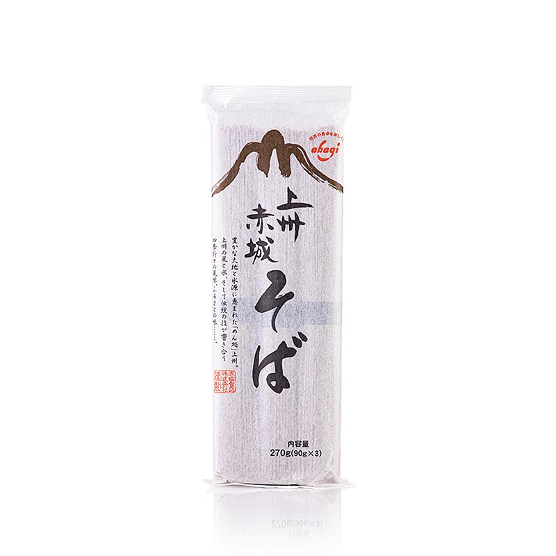 Soba-Nudeln, mit Buchweizen- und Weizenmehl, dunkel, 1mm, 20cm lang, Akagi Joshu, 270 g