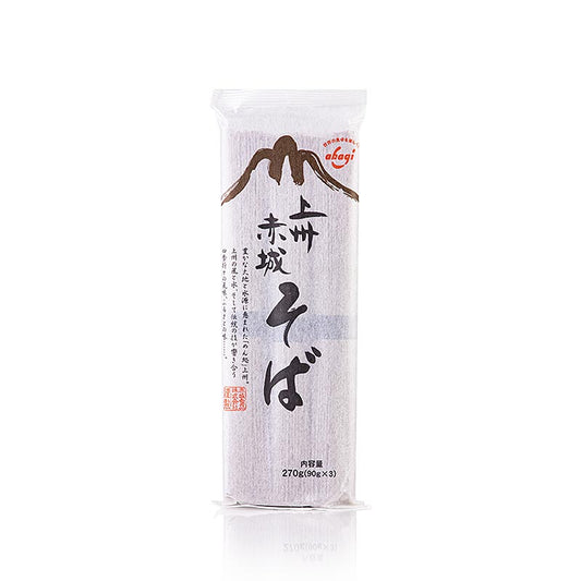 Soba-Nudeln, mit Buchweizen- und Weizenmehl, dunkel, 1mm, 20cm lang, Akagi Joshu, 270 g