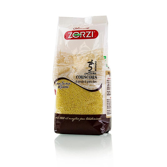 Cous-Cous, mittel, Quick - 5 Minuten Zubereitungszeit, 400 g - Vorgegartes Hartweizengrieß in kleinen Kügelchen, geeignet für nordafrikanische Gerichte, Salate, Aufläufe und Süßspeisen