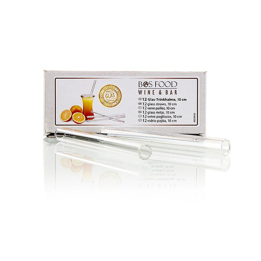 CHEF FOOD Glas-Trinkhalme, Duran-Glas, 10 cm (Wine & Bar Edition), 12 St