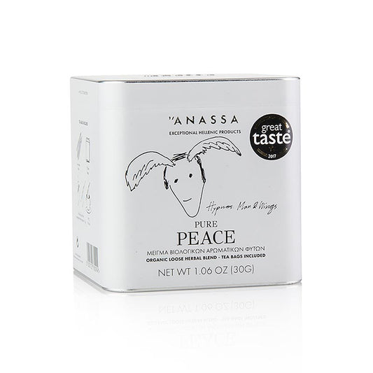 Anassa Pure Peace Tea (Kräutertee) loose with 20 BIO bags, 30g - A calming, organic herbal tea blend in a convenient packaging
