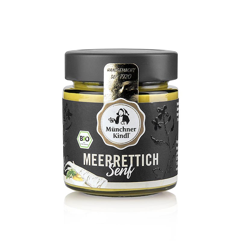 Bio-vegane Münchner Kindl Meerrettichsenf, scharf und kribbelnd, 125 g Genießen Sie die ätherische Schärfe von frischem Kren