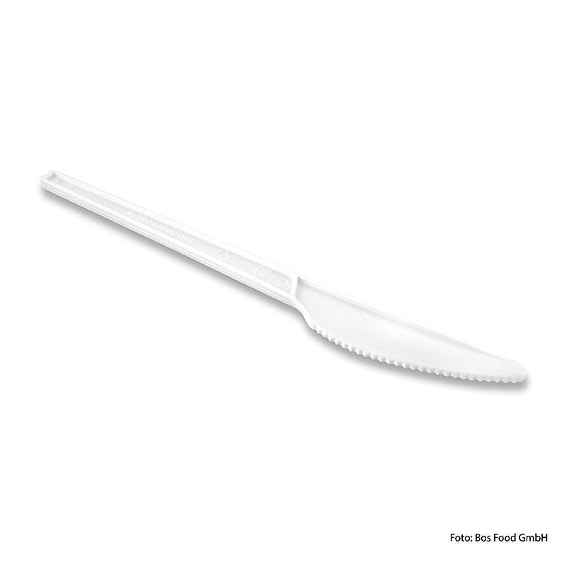 Einweg Naturesse Messer, weiß, aus CPLA, 16,8cm, 1000 St - Umweltfreundliches Einwegbesteck aus biologisch abbaubarem CPLA, hält Temperaturen bis zu 85 Grad stand, hergestellt aus nachwachsenden pflanzlichen Rohstoffen
