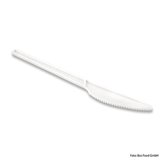 Einweg Naturesse Messer, weiß, aus CPLA, 16,8cm, 1000 St - Umweltfreundliches Einwegbesteck aus biologisch abbaubarem CPLA, hält Temperaturen bis zu 85 Grad stand, hergestellt aus nachwachsenden pflanzlichen Rohstoffen
